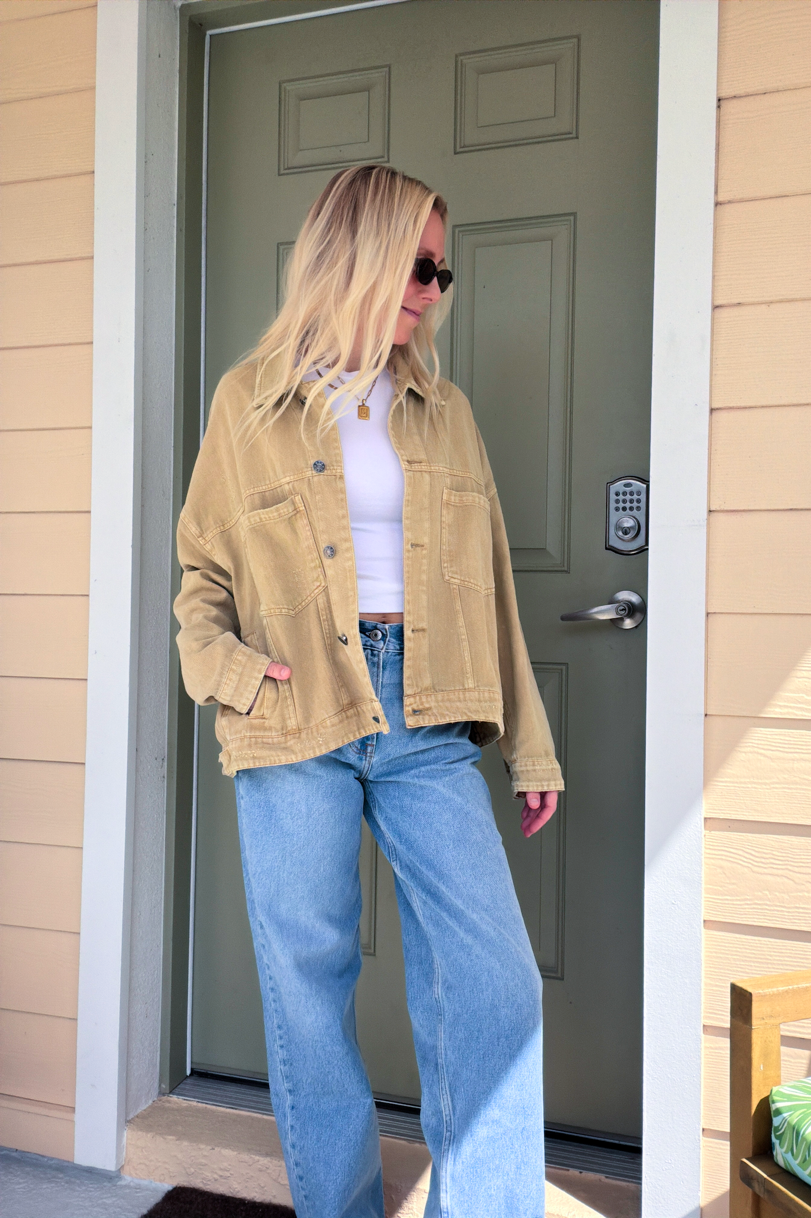 Light Brown Swing Denim Jacket