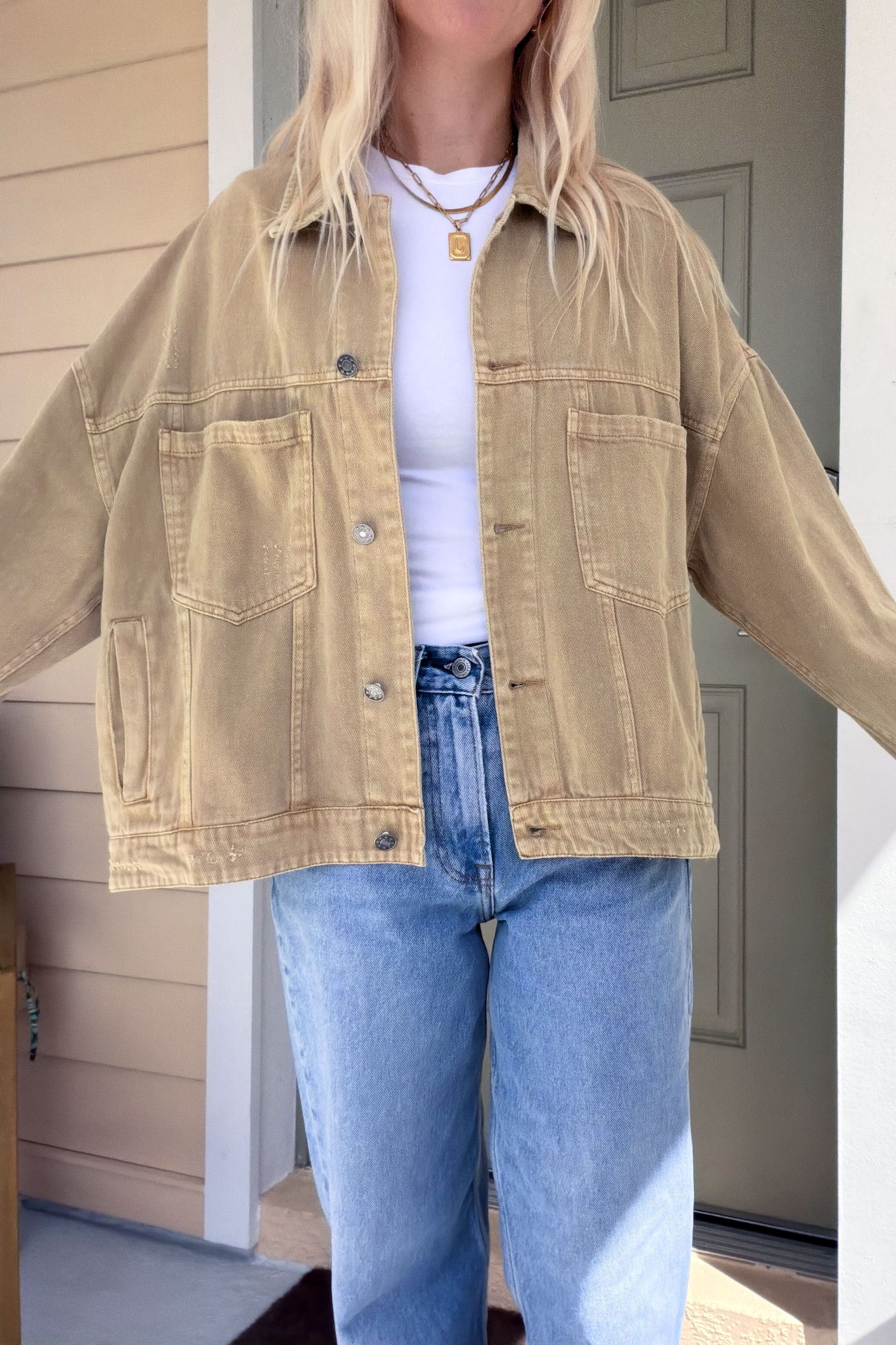 Light Brown Swing Denim Jacket