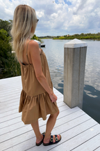 Mocha Sleeveless Flounce Dress