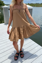 Mocha Sleeveless Flounce Dress