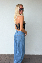 Navy Gold Paisley Satin Bandana Tube Top