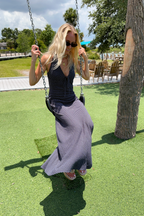 Navy Halter Neck Maxi Dress