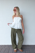 Olive Green Polka Dot Barrel Pants