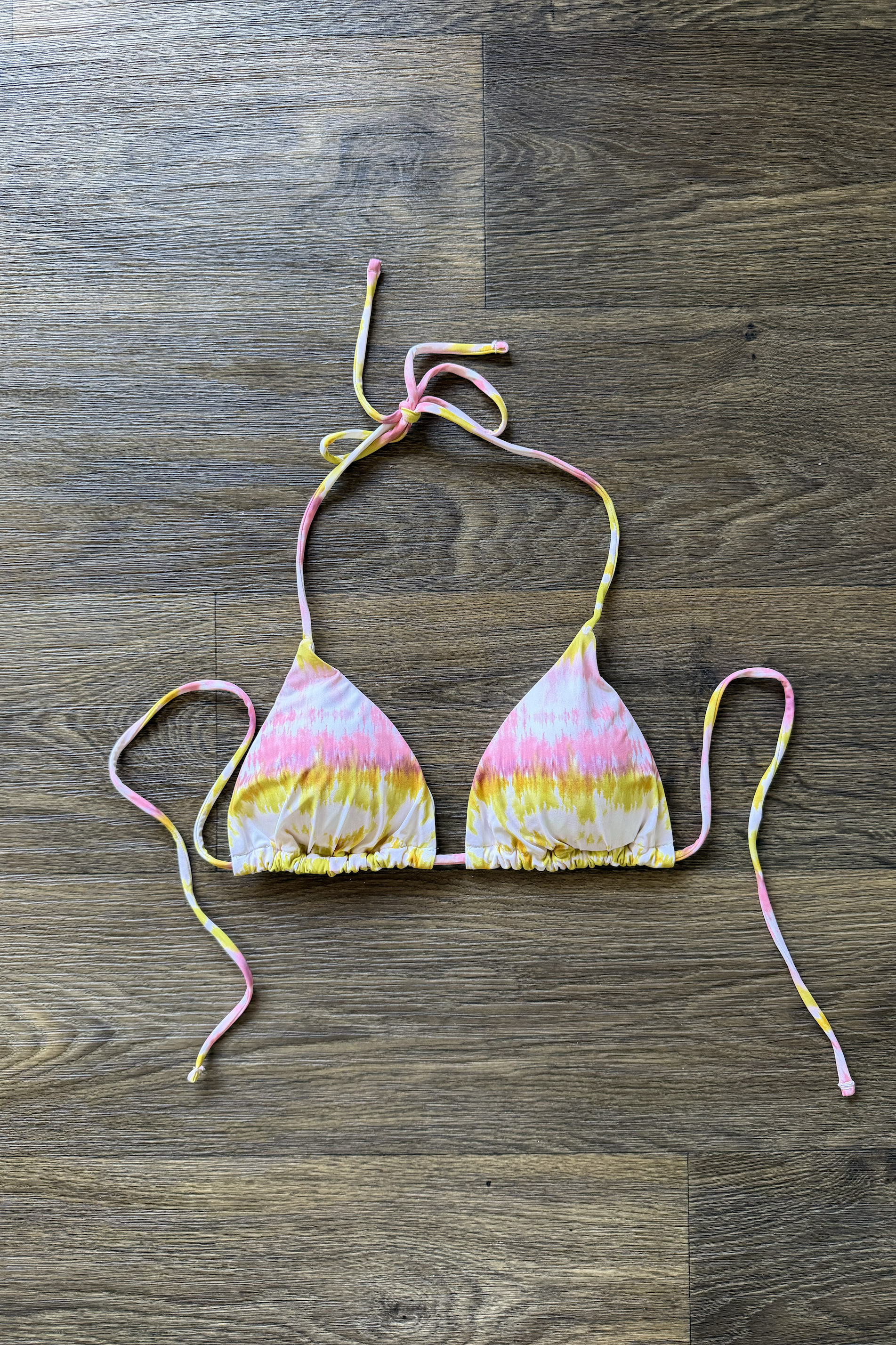 Pink Green Tie Dye Bikini Triangle Top