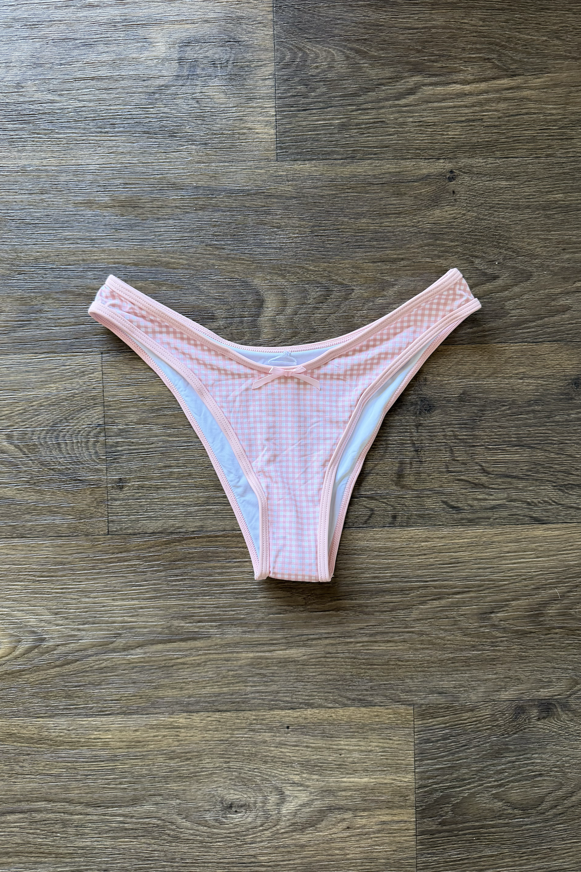 Pink White Gingham Bikini Bottom