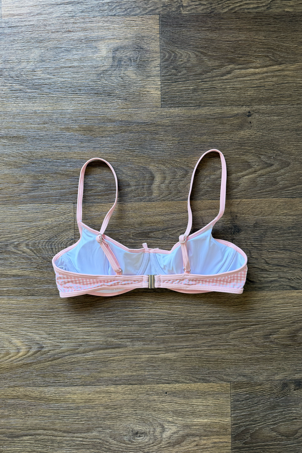 Pink White Gingham Bikini Top