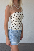 Polka Dot Bandeau Strapless Top