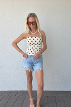 Polka Dot Bandeau Strapless Top