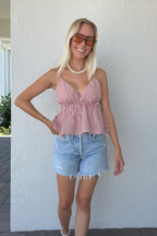 Red White Stripe Babydoll Sleeveless Top