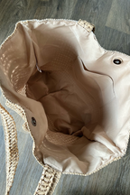 Ruffle Straw Tote Bag
