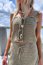 Sage Crochet Sleeveless Knit Top