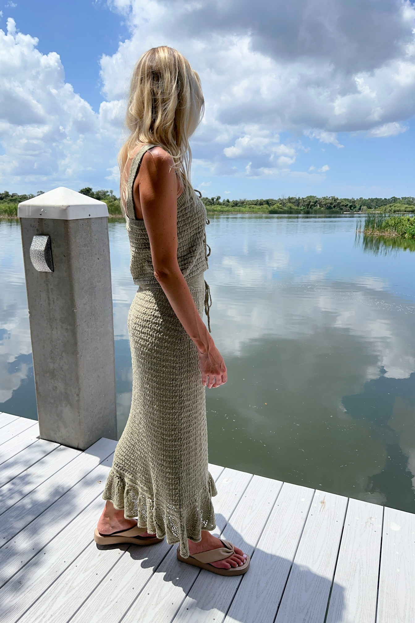 Sage Crochet Sleeveless Knit Top