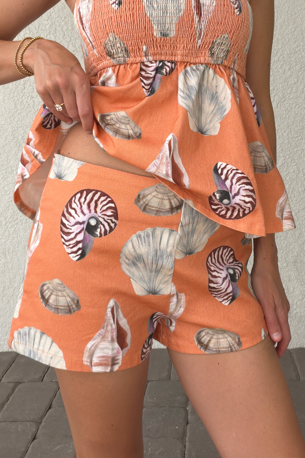 Seashell Print Mini Shorts
