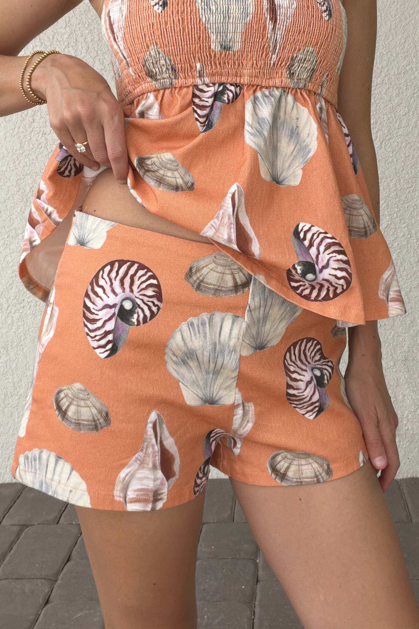Seashell Print Mini Shorts