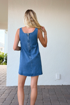 Sleeveless Denim Mini Shift Dress