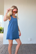 Sleeveless Denim Mini Shift Dress