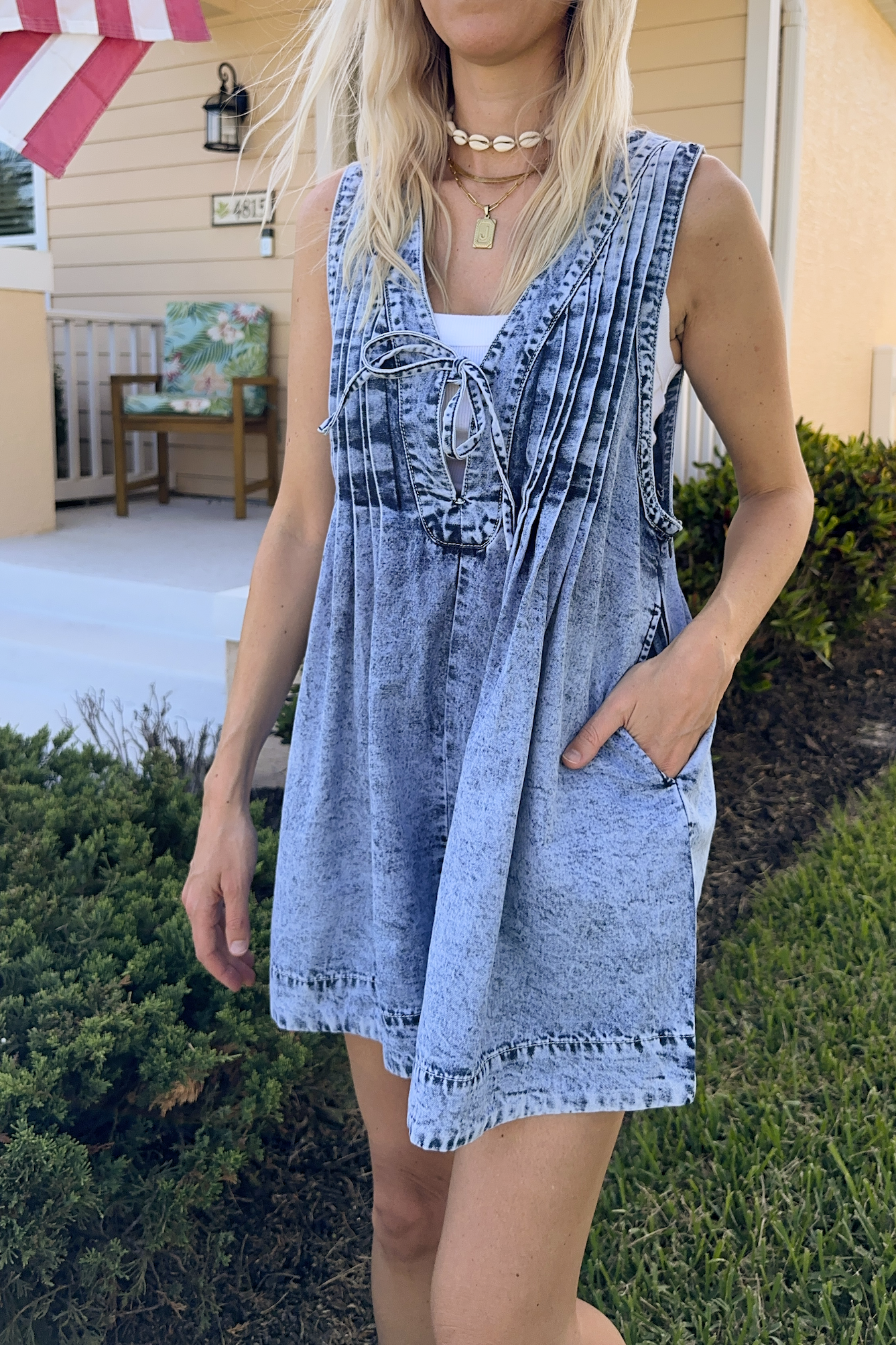 Sleeveless Denim Romper