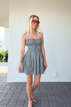 Sleeveless Gingham Tiered Mini Dress