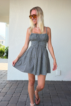 Sleeveless Gingham Tiered Mini Dress