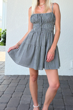 Sleeveless Gingham Tiered Mini Dress