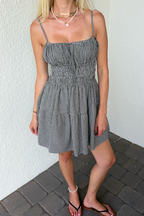 Sleeveless Gingham Tiered Mini Dress