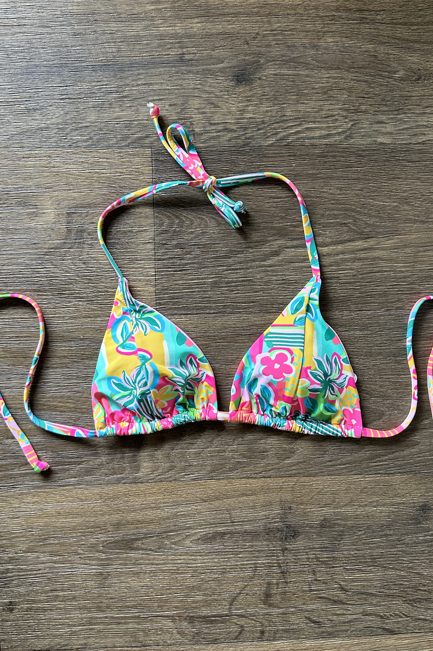 Bright Tropical Print Bikini Triangle Top