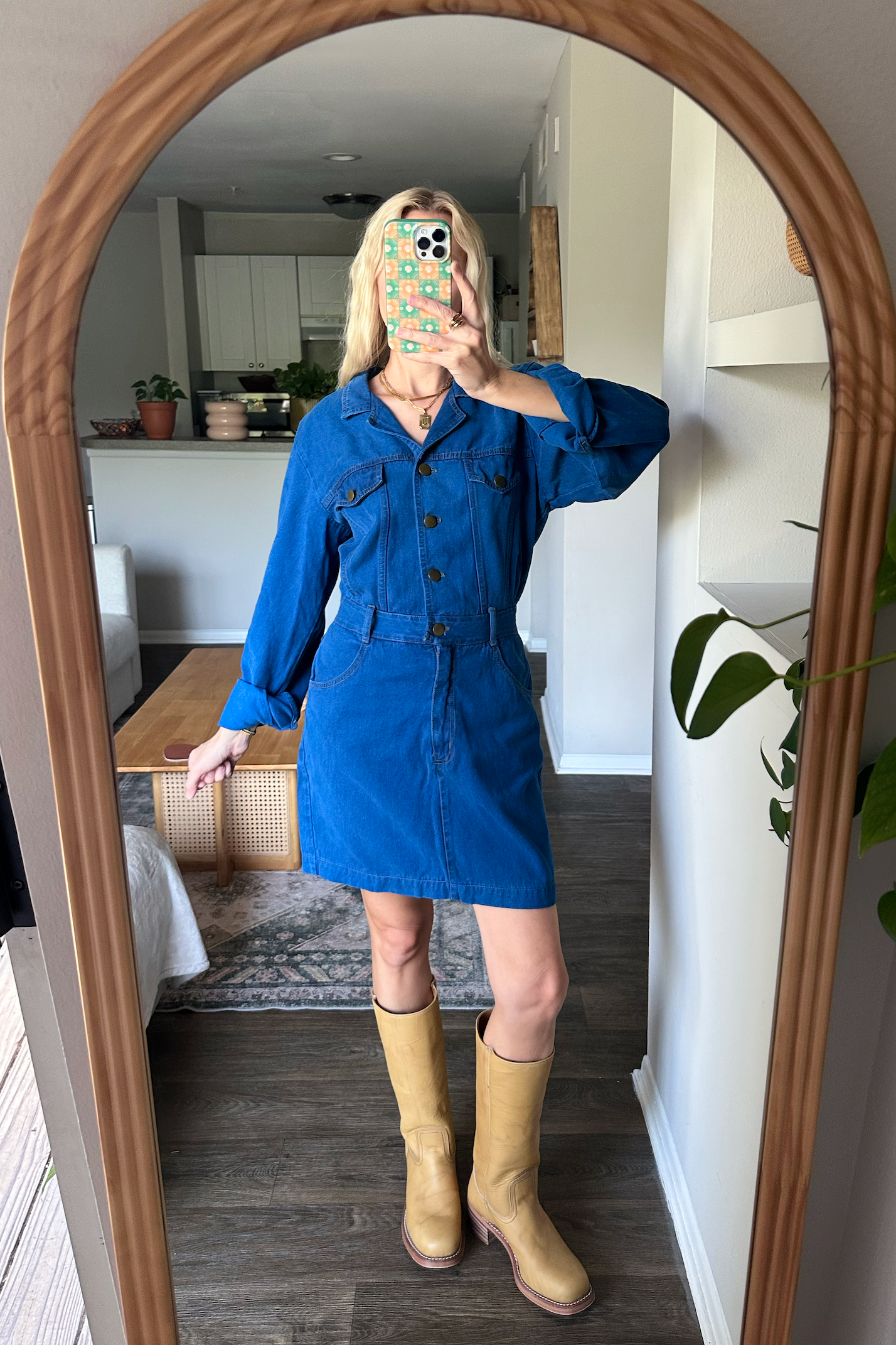 Vintage 80s/90s Long Sleeve Denim Mini Dress