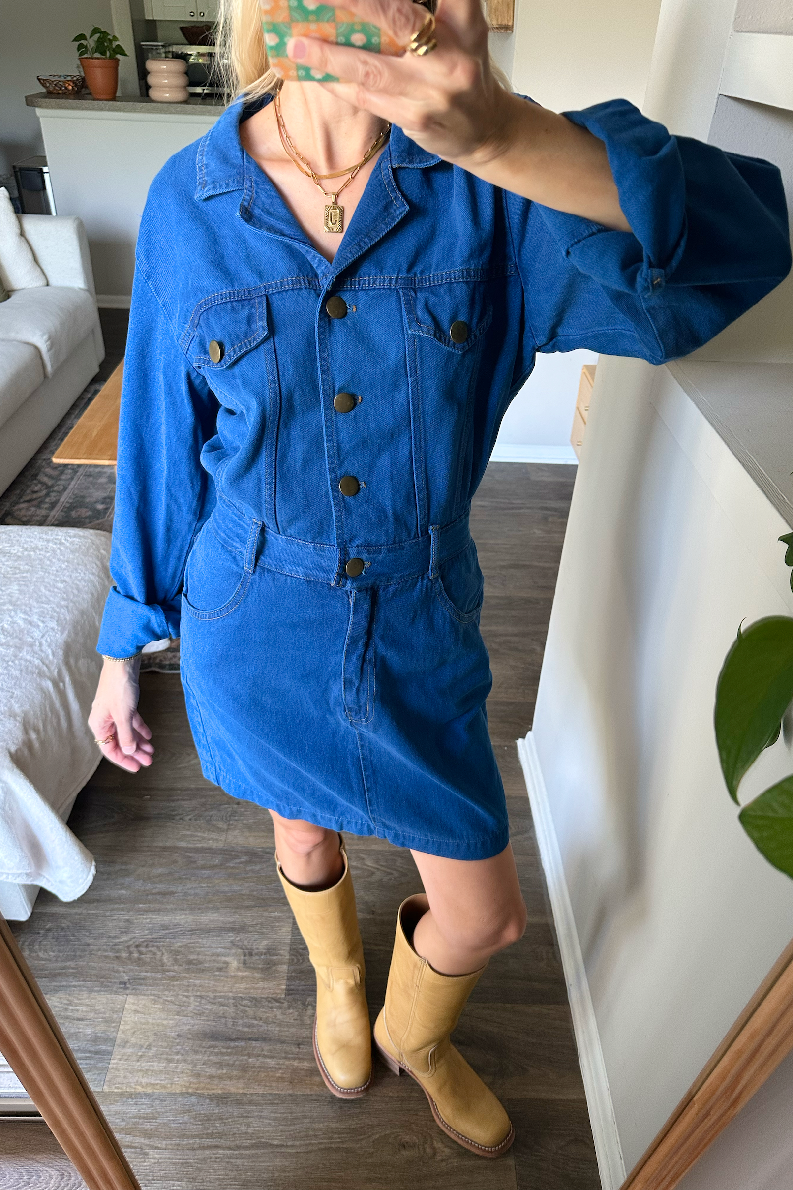 Vintage 80s/90s Long Sleeve Denim Mini Dress