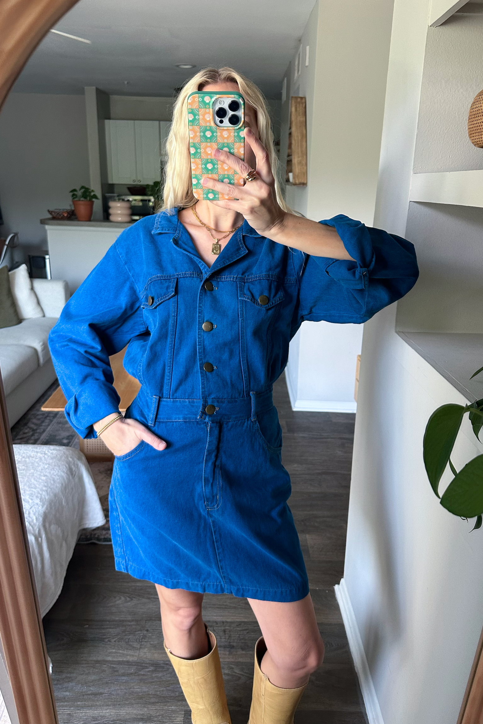 Vintage 80s/90s Long Sleeve Denim Mini Dress