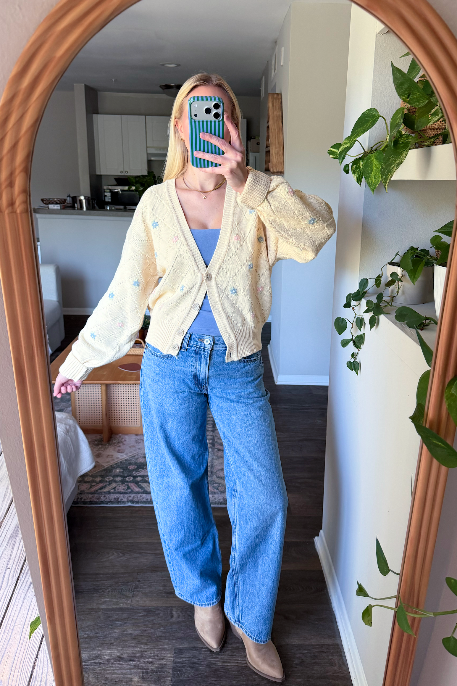 Vintage 90s Floral Embroidered Cardigan Sweater