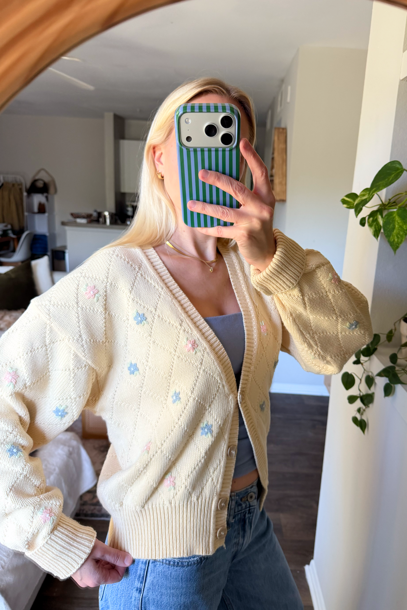 Vintage 90s Floral Embroidered Cardigan Sweater