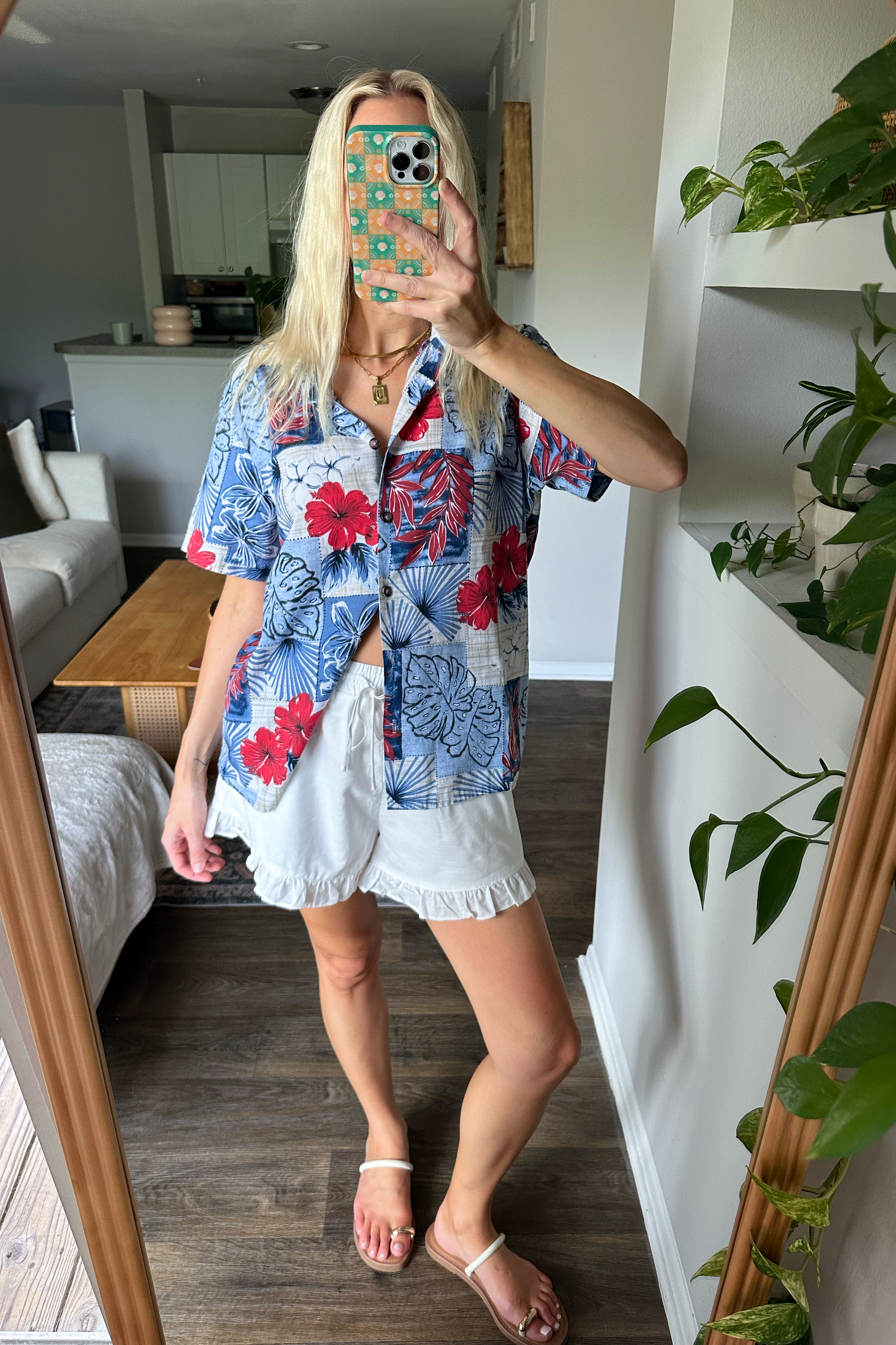 Vintage 90s Tropical Button Up Short Sleeve Shirt