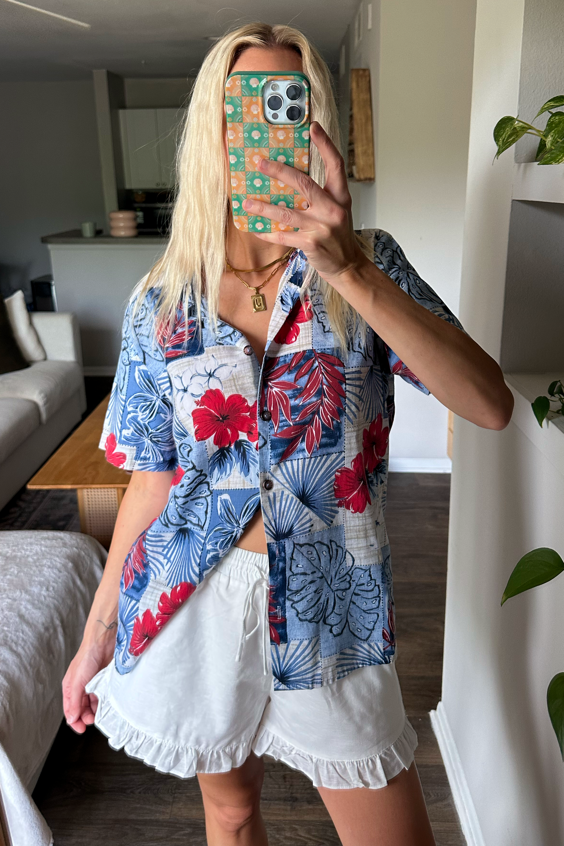 Vintage 90s Tropical Button Up Short Sleeve Shirt