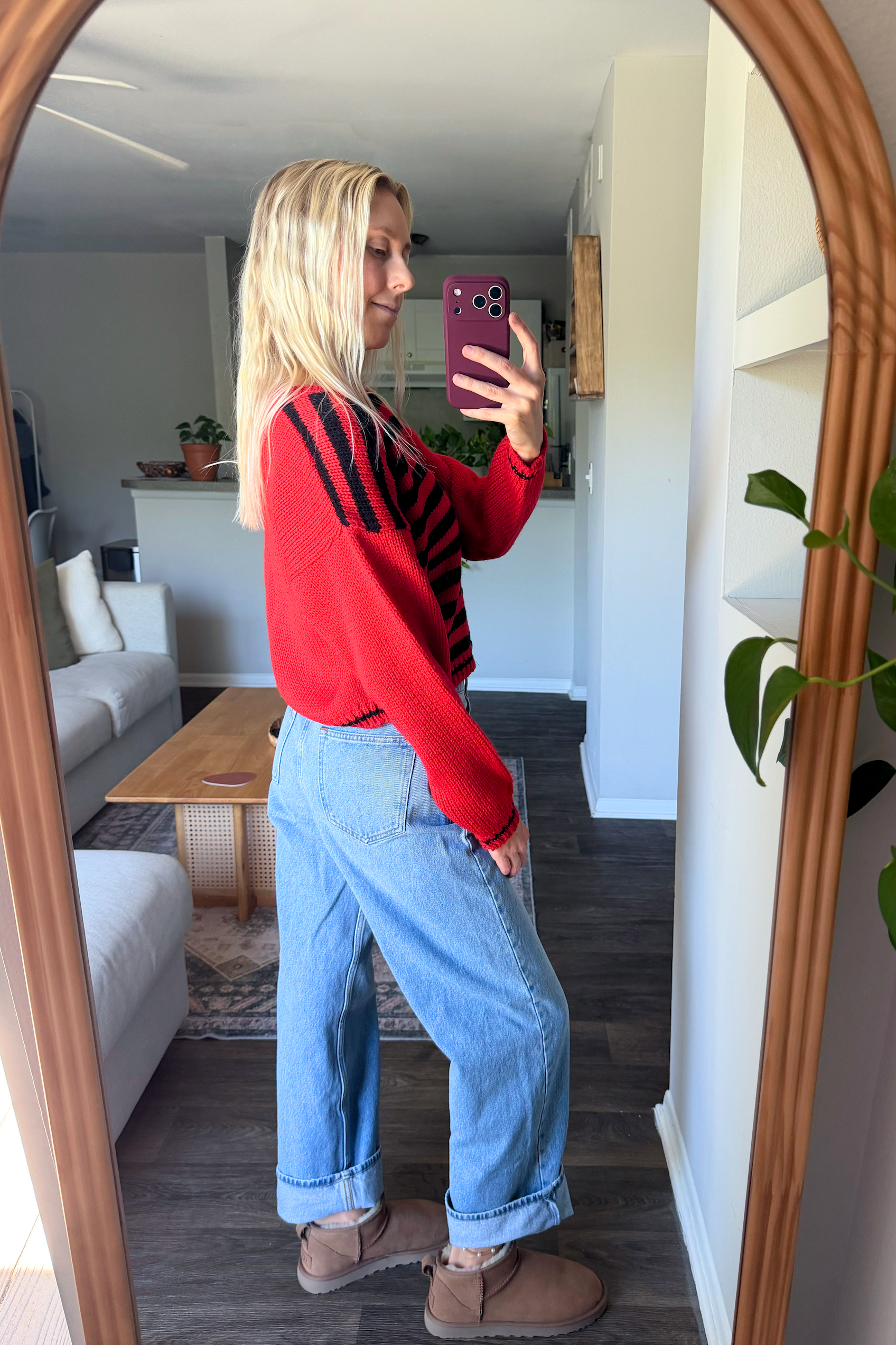 Vintage Boxy Cropped Stripe Cardigan Sweater