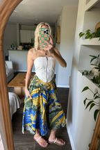 Vintage Hawaiian Tropical Leopard Print Midi Skirt 