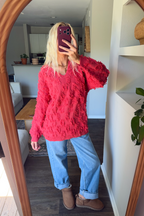 Vintage Pink Shaggy VNeck Sweater
