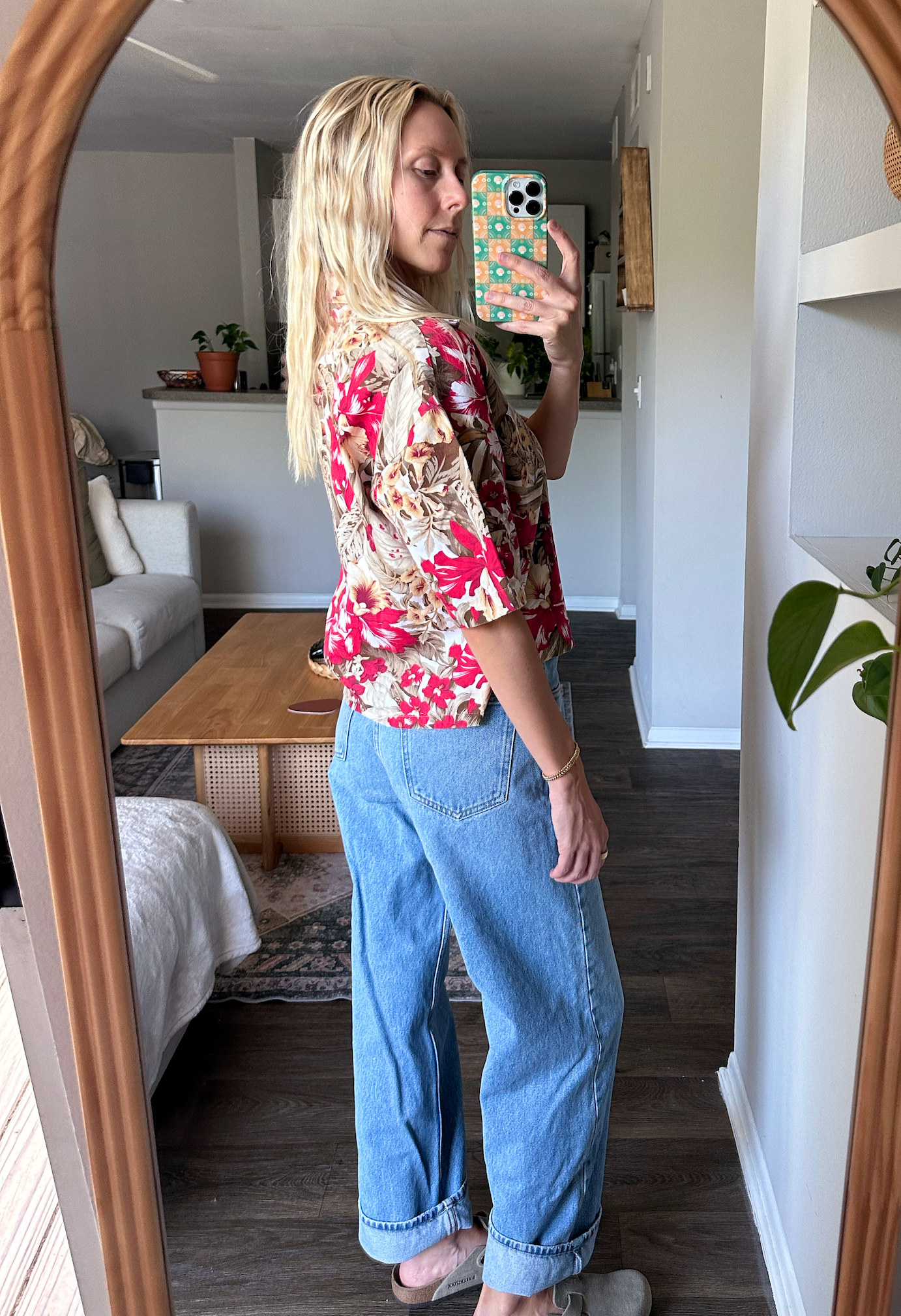 Vintage (M) Hawaiian Button Up Cropped Shirt