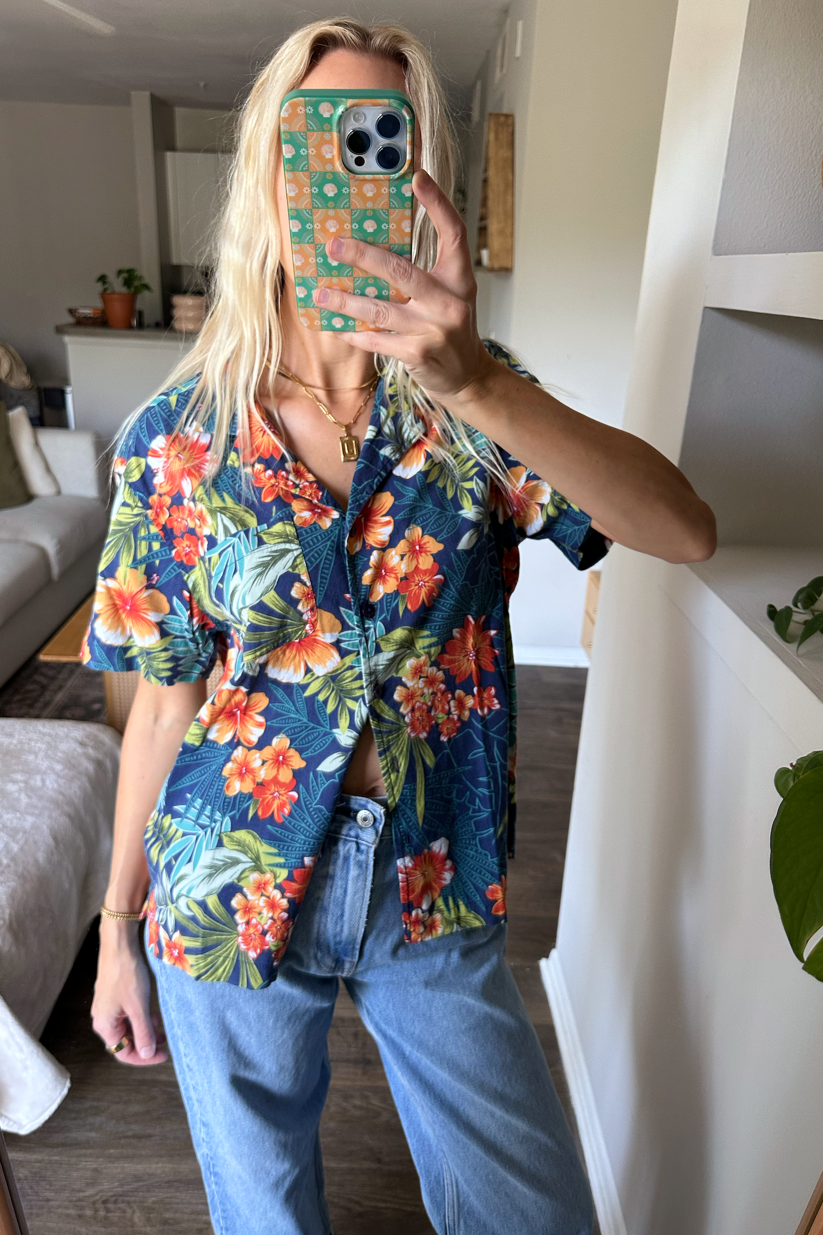 Vintage Tropical Hawaiian Button Up Shirt