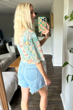 Vintage Tropical Hawaiian Tie Front Top