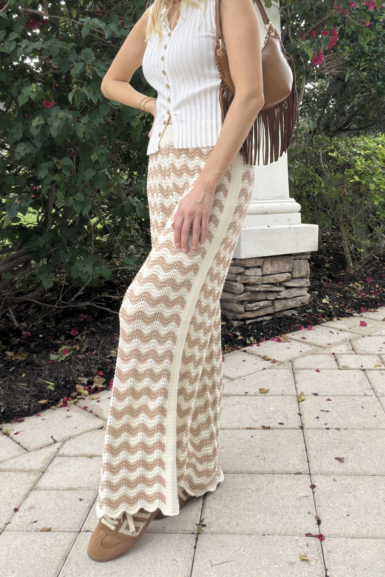 Wavy Chevron Crochet Knit Pants