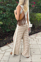 Wavy Chevron Crochet Knit Pants