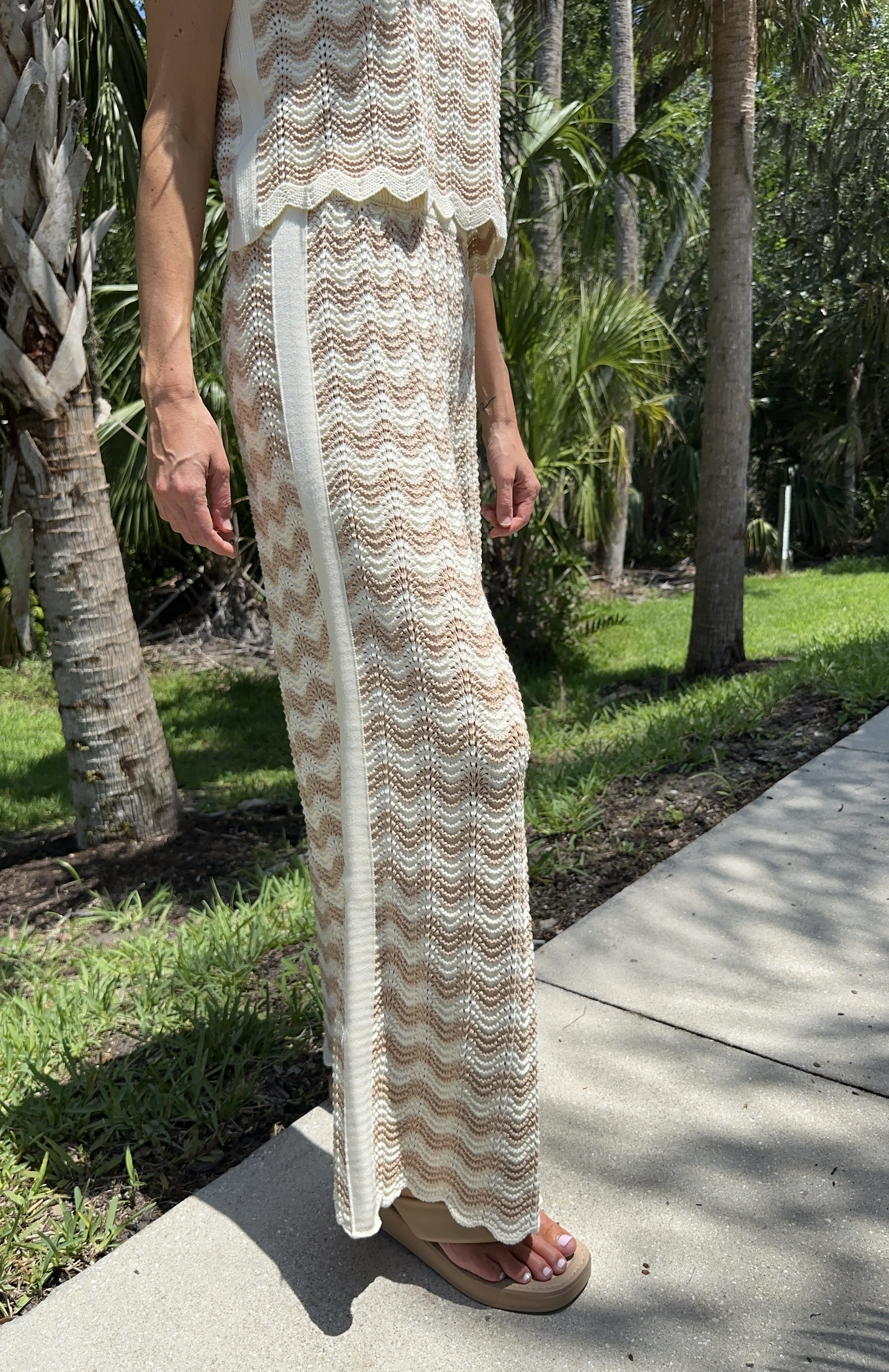 Wavy Chevron Crochet Knit Pants