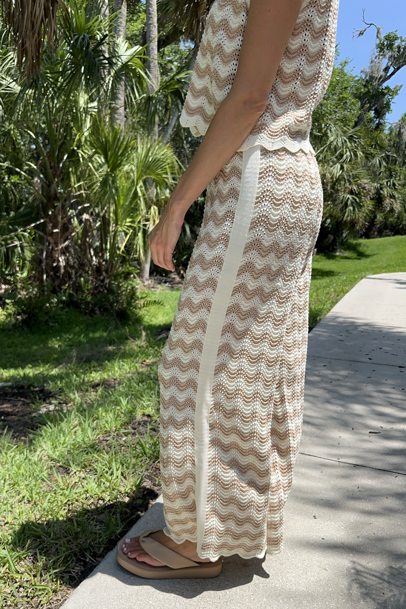 Wavy Chevron Crochet Knit Pants