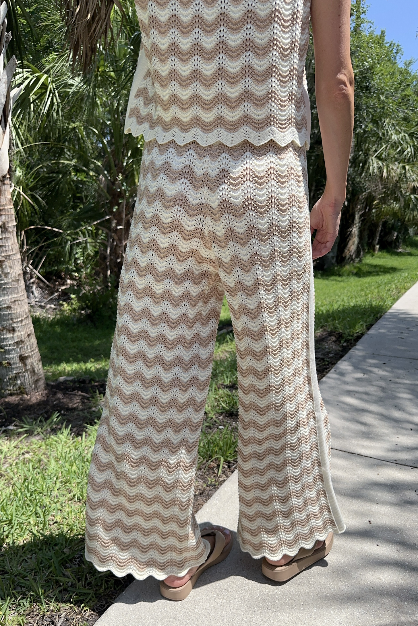 Wavy Chevron Crochet Knit Pants