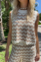 Wavy Chevron Crochet Knit Sleeveless Top
