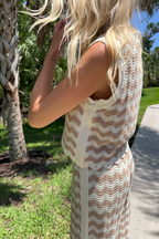 Wavy Chevron Crochet Knit Sleeveless Top