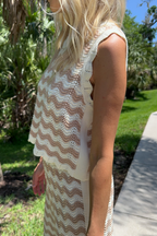 Wavy Chevron Crochet Knit Sleeveless Top