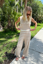 Wavy Chevron Crochet Knit Sleeveless Top