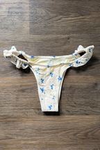 White Floral Ruffle Bikini Bottom