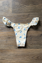 White Floral Ruffle Bikini Bottom